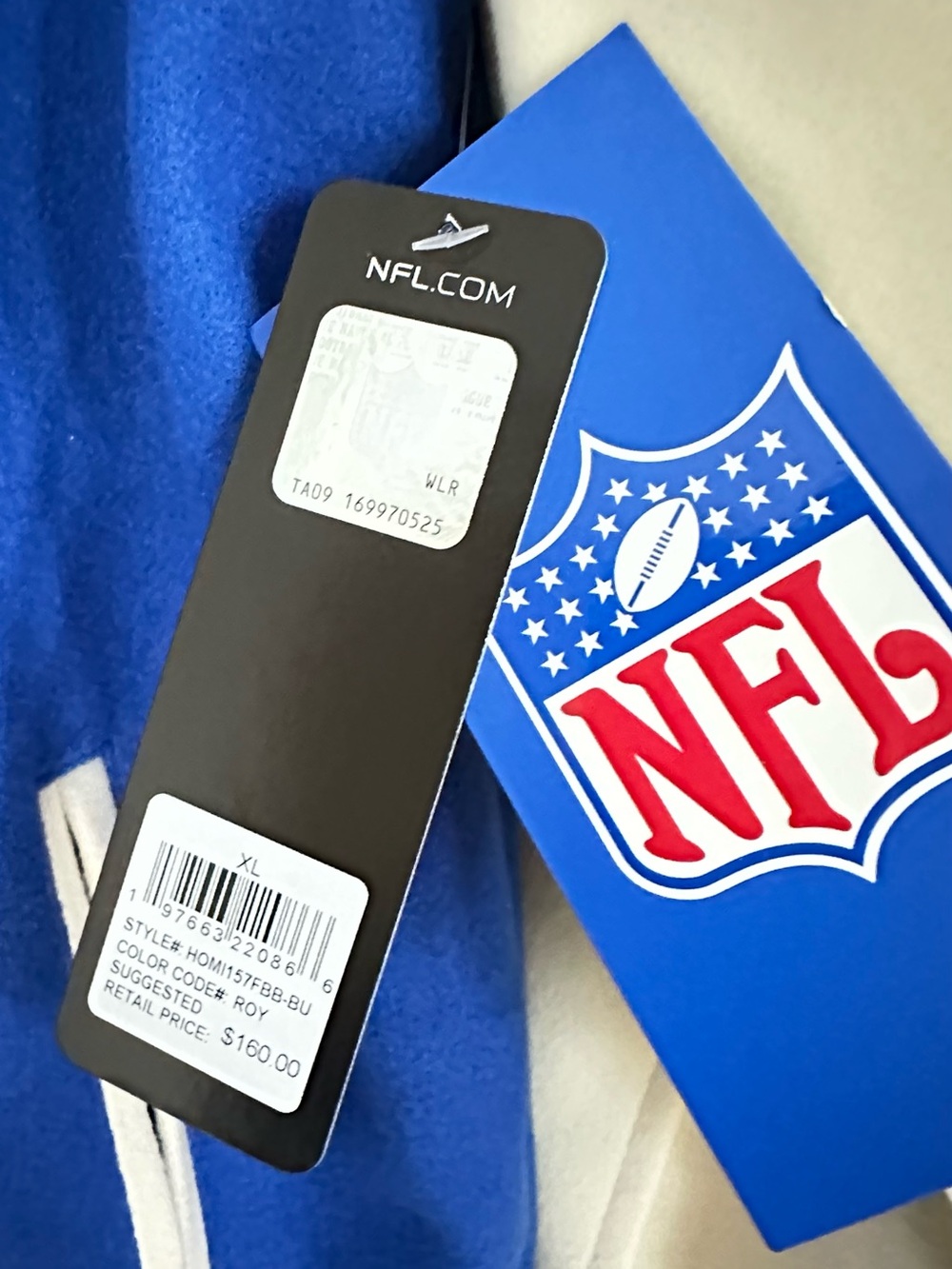 NFL Buffalo Bills Royal Blue & Cream Varsity Jacket - Picture 4 of 4